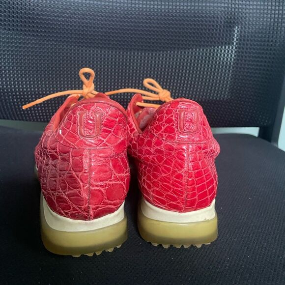 Unützer Womens Red Crocodile Style Leather Casual Sneaker SZ 8.5 - Picture 7 of 7